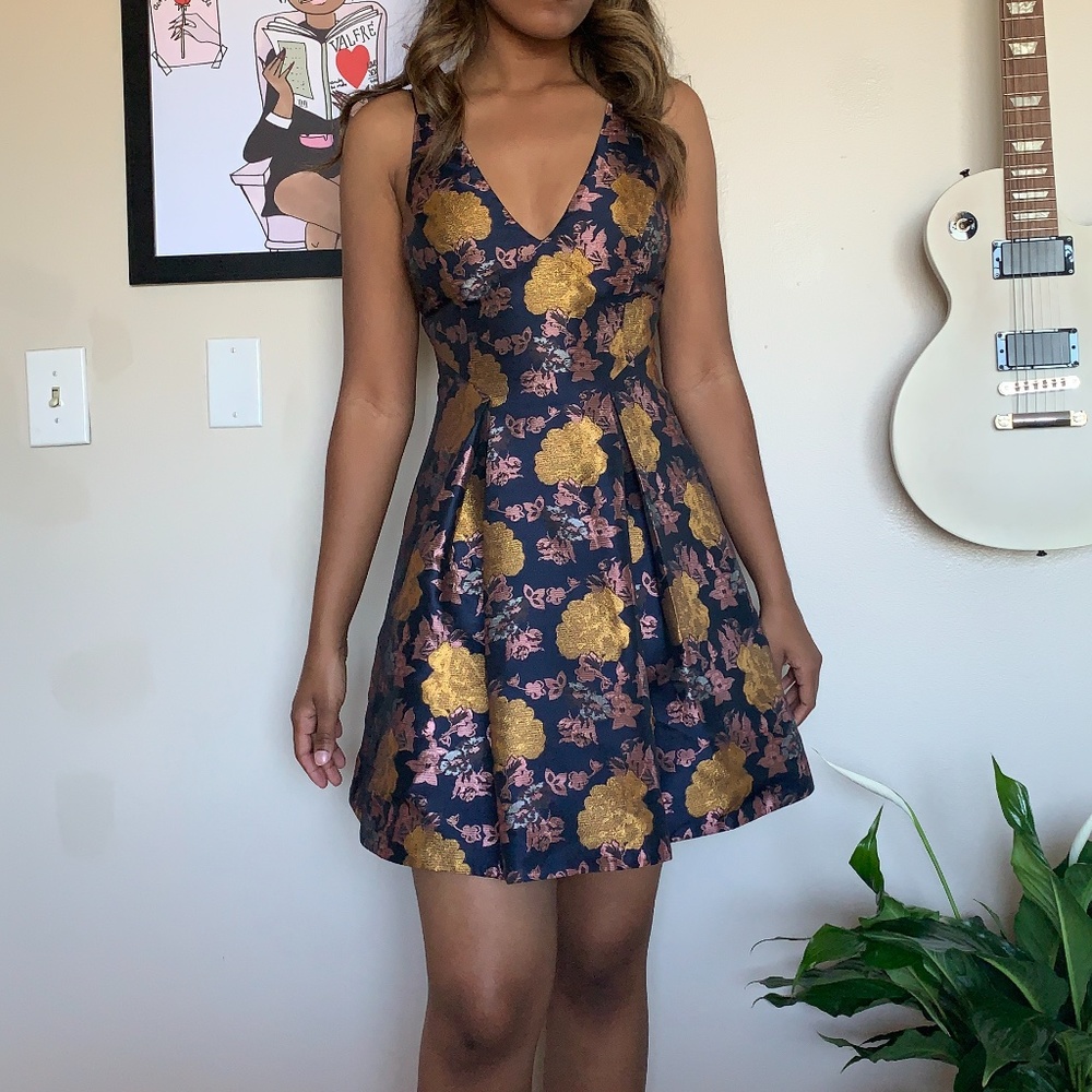 Fit and Flare Brocade Party Dress